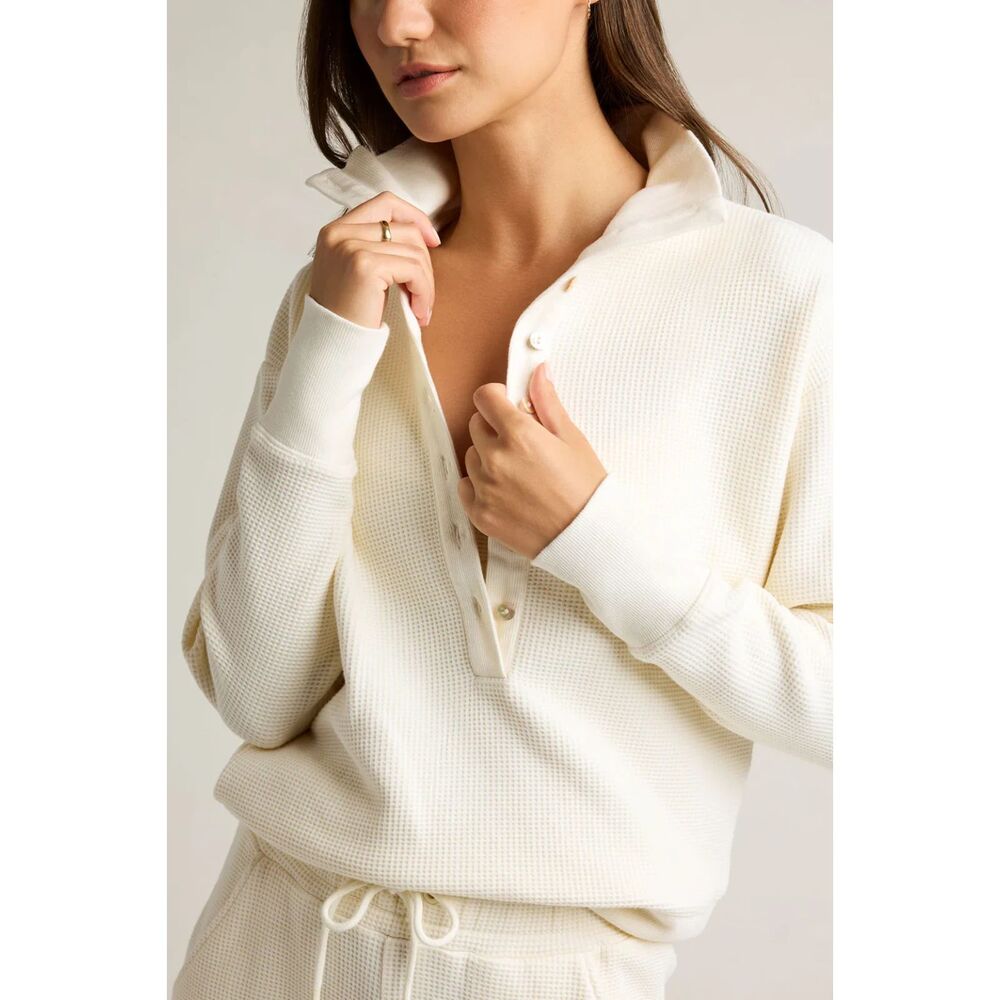 NWOT NEGATIVE Waffle Knit Pullover, Cream, Size S
